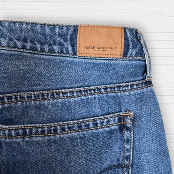 AMERICAN EAGLE High Rise Festival Denim Mini Skirt Button Fly Side Trim Stripe - Picture 2 of 7